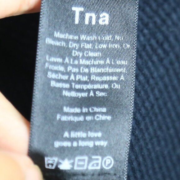 Aritzia Tna Thermal Cowl Neck Black Waffle Knit Long-sleeve Shirt Size XXS - Picture 6 of 9